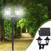 Outdoor Solar Lamp Post Lights with Dusk to Dawn Sensor Waterproof Led 2-Head Solar Street Lights Modern Solar Column Pole Light Fixtures for Outside Garden Driveway Backyard